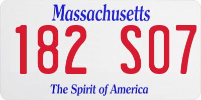 MA license plate 182SO7