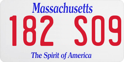 MA license plate 182SO9