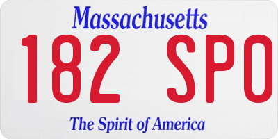 MA license plate 182SP0