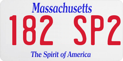 MA license plate 182SP2