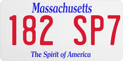 MA license plate 182SP7