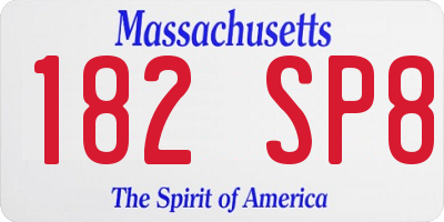 MA license plate 182SP8