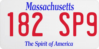 MA license plate 182SP9