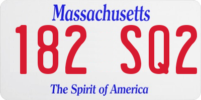 MA license plate 182SQ2