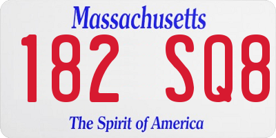 MA license plate 182SQ8