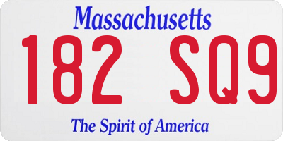 MA license plate 182SQ9
