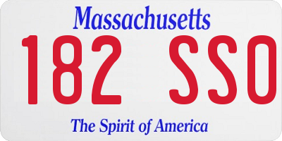 MA license plate 182SS0