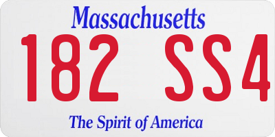 MA license plate 182SS4