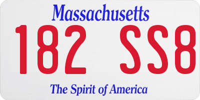 MA license plate 182SS8
