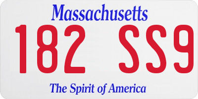 MA license plate 182SS9