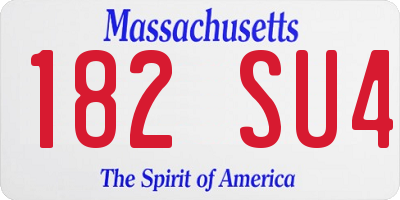 MA license plate 182SU4