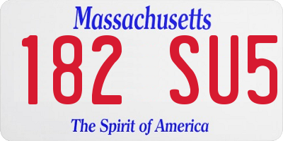 MA license plate 182SU5