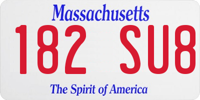MA license plate 182SU8