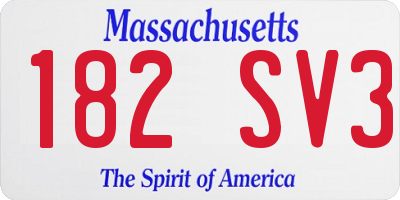 MA license plate 182SV3