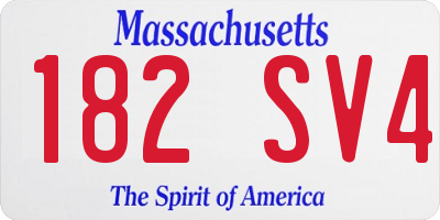 MA license plate 182SV4