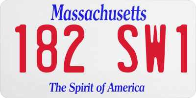 MA license plate 182SW1