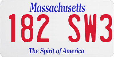MA license plate 182SW3