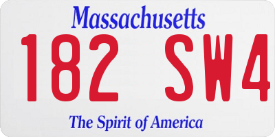 MA license plate 182SW4