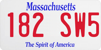 MA license plate 182SW5