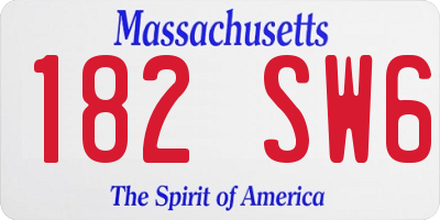 MA license plate 182SW6