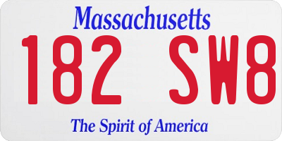 MA license plate 182SW8