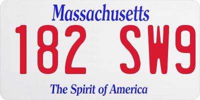 MA license plate 182SW9