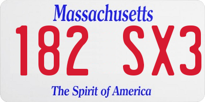 MA license plate 182SX3