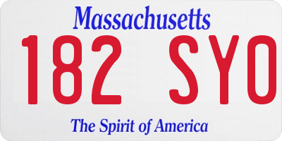 MA license plate 182SY0