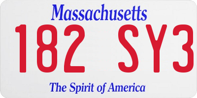 MA license plate 182SY3