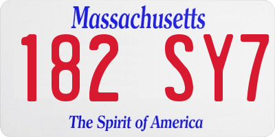 MA license plate 182SY7