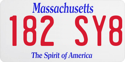 MA license plate 182SY8