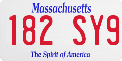 MA license plate 182SY9