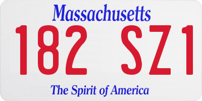 MA license plate 182SZ1