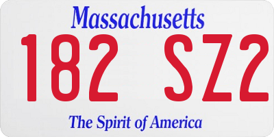 MA license plate 182SZ2