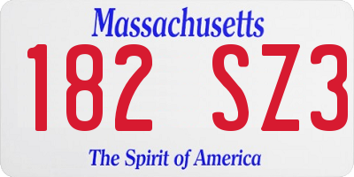 MA license plate 182SZ3