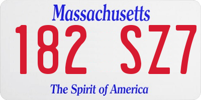 MA license plate 182SZ7