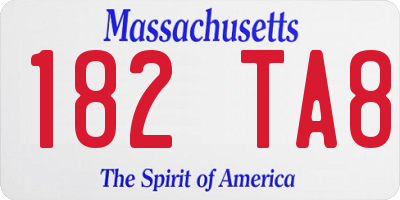 MA license plate 182TA8