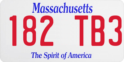 MA license plate 182TB3