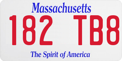 MA license plate 182TB8