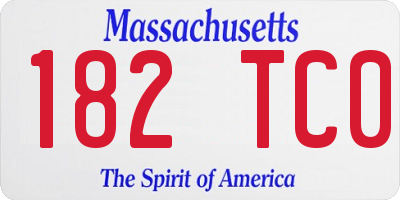 MA license plate 182TC0