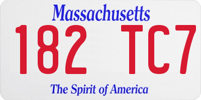 MA license plate 182TC7