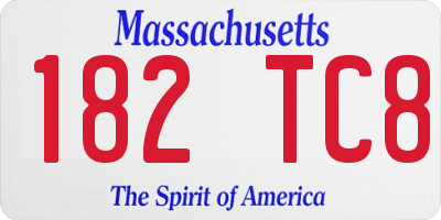 MA license plate 182TC8