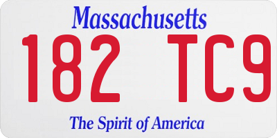 MA license plate 182TC9