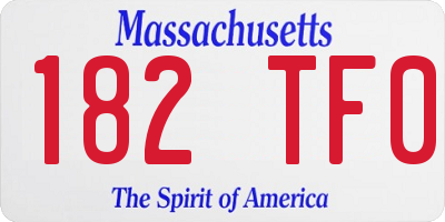 MA license plate 182TF0