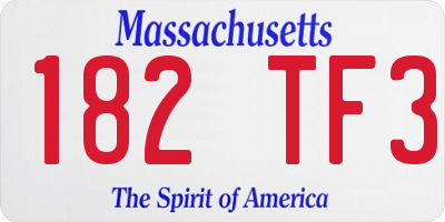 MA license plate 182TF3