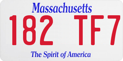 MA license plate 182TF7