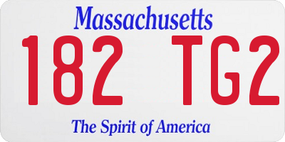 MA license plate 182TG2