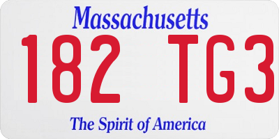 MA license plate 182TG3