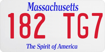 MA license plate 182TG7