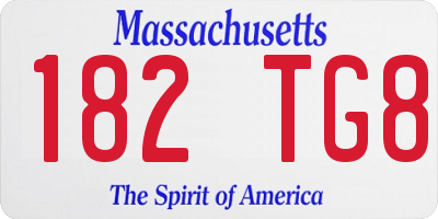 MA license plate 182TG8